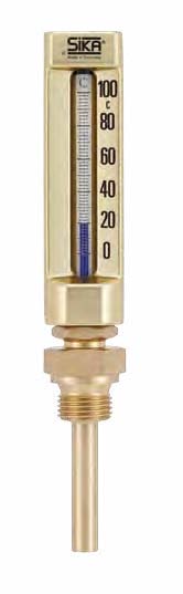 174 B, Casing 110x30mm, Range 0+200°C, liquid, immersion tube length, L1=63xØ10mm, G1/2, brass, Sika thermometer, straight