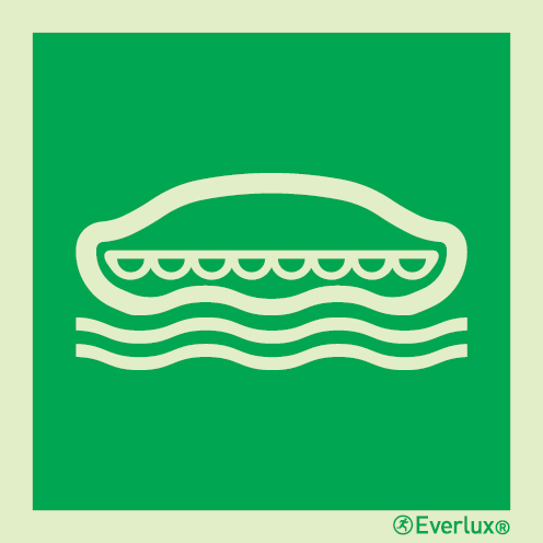 Photoluminescent 1.2mm rigid plastic 200x200mm Lifeboat IMO sign 