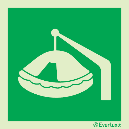 Photoluminescent 1.2mm rigid plastic 300x300mm Davit-launched liferaft IMO sign