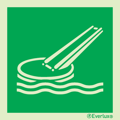 Photoluminescent self-adhesive vinyl 150x150mm Marine evacuation slide system IMO sign 