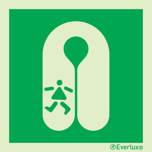 Photoluminescent 1.2mm rigid plastic 200x200mm Childs lifejacket IMO sign 