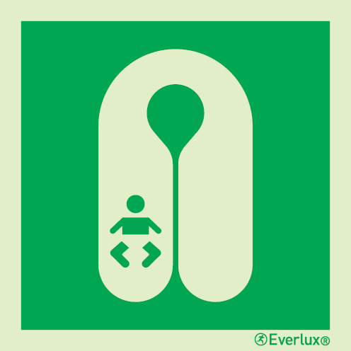 Photoluminescent self-adhesive vinyl 200x200mm Infant lifejacket IMO sign 