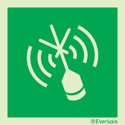 Photoluminescent 1.2mm rigid plastic 150x150mm Emergency Position-Indicating Radio Beacon (EPIRB) IMO sign