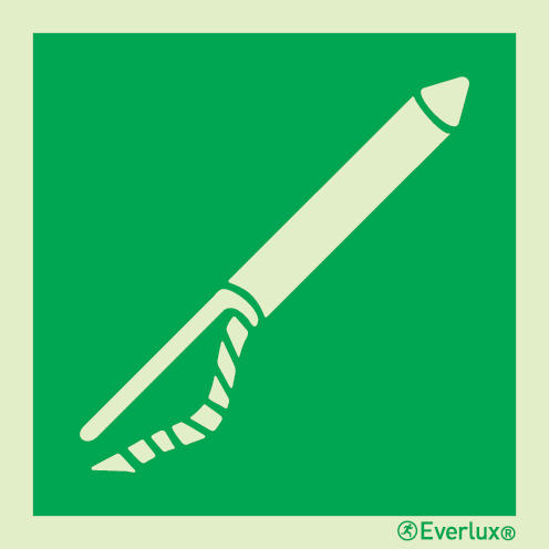 Photoluminescent self-adhesive vinyl 200x200mm Line throwing appliance IMO sign