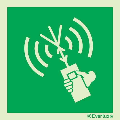 Photoluminescent self-adhesive vinyl 300x300mm Two-way VHF radiotelephone apparatus IMO sign