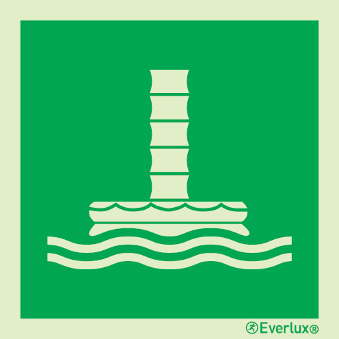 Photoluminescent 1.2mm rigid plastic 200x200mm Marine evacuation chute system IMO sign 