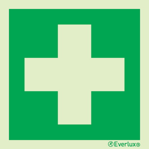 Photoluminescent self-adhesive vinyl 400x400mm Medical locker IMO sign