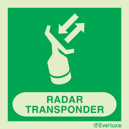 Photoluminescent self-adhesive vinyl 200x200mm SART IMO sign with supplementary text 