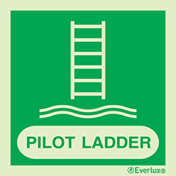 Photoluminescent 1.2mm rigid plastic 300x300mm Pilot ladder IMO sign with supplementary text