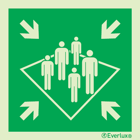 Photoluminescent 1.2mm rigid plastic 150x150mm Assembly station IMO sign