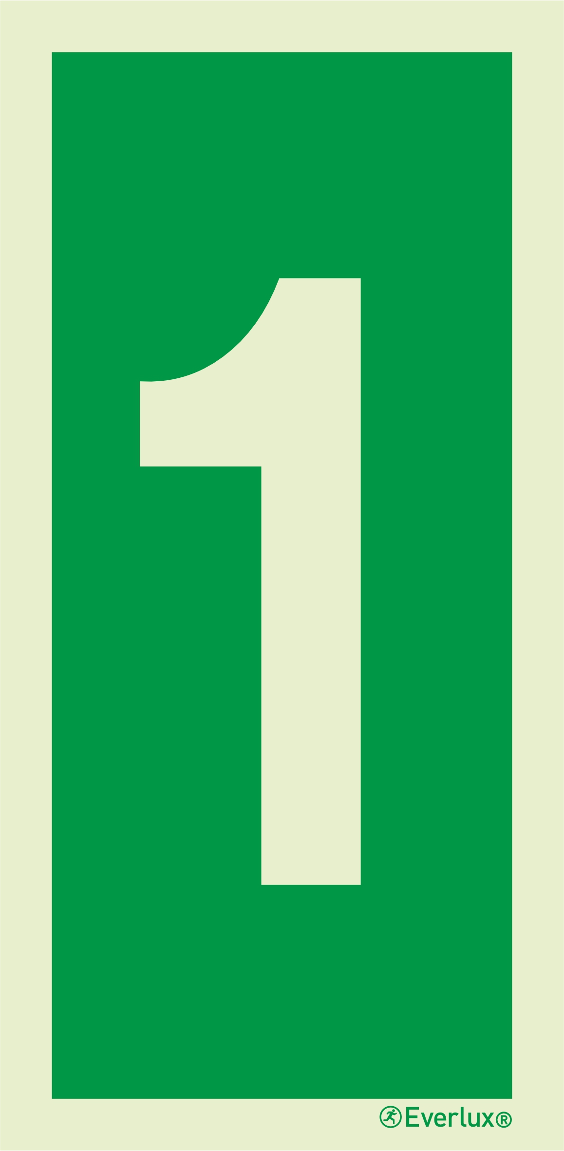 Photoluminescent self-adhesive vinyl 75x150mm Number 1 - IMO sign