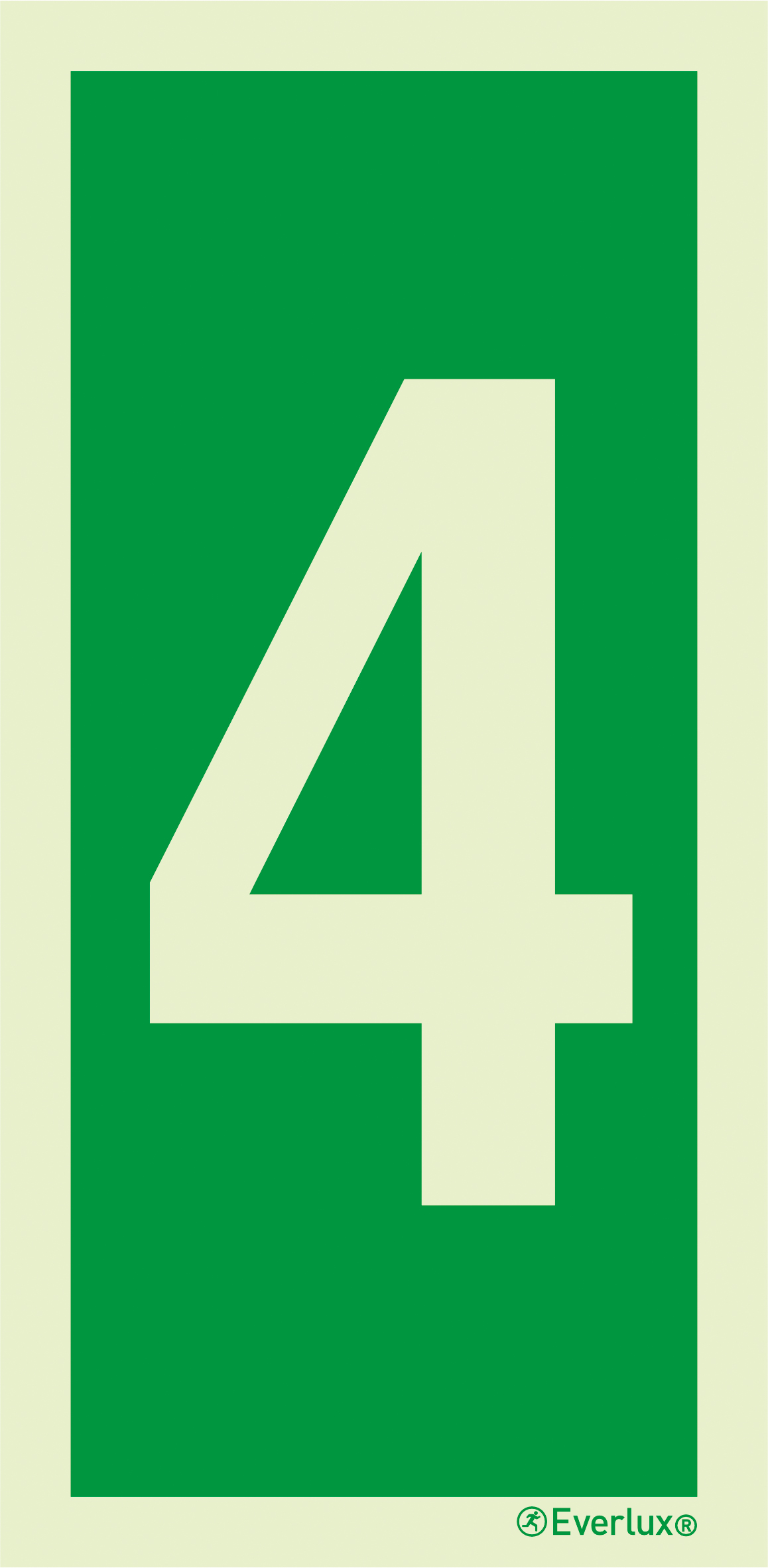 Photoluminescent 1.2mm rigid plastic 100x200mm Number 4 - IMO sign 