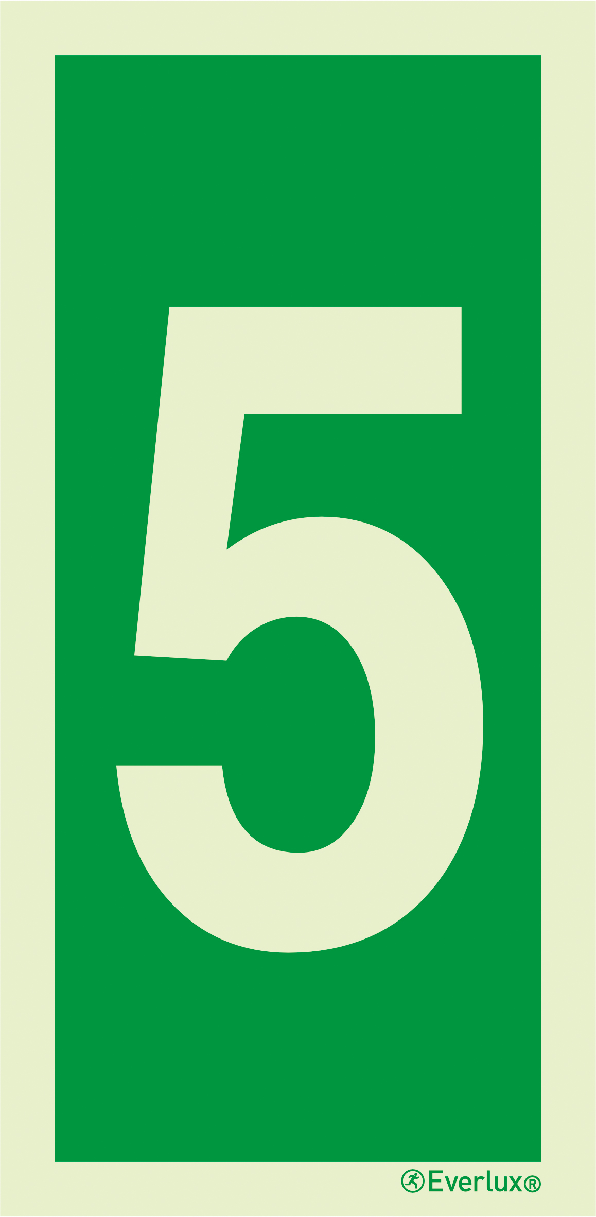 Photoluminescent 1.2mm rigid plastic 200x400mm Number 5 - IMO sign