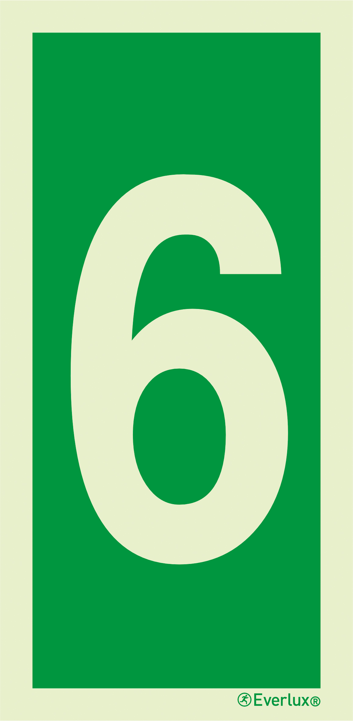 Photoluminescent self-adhesive vinyl 200x400mm Number 6 - IMO sign