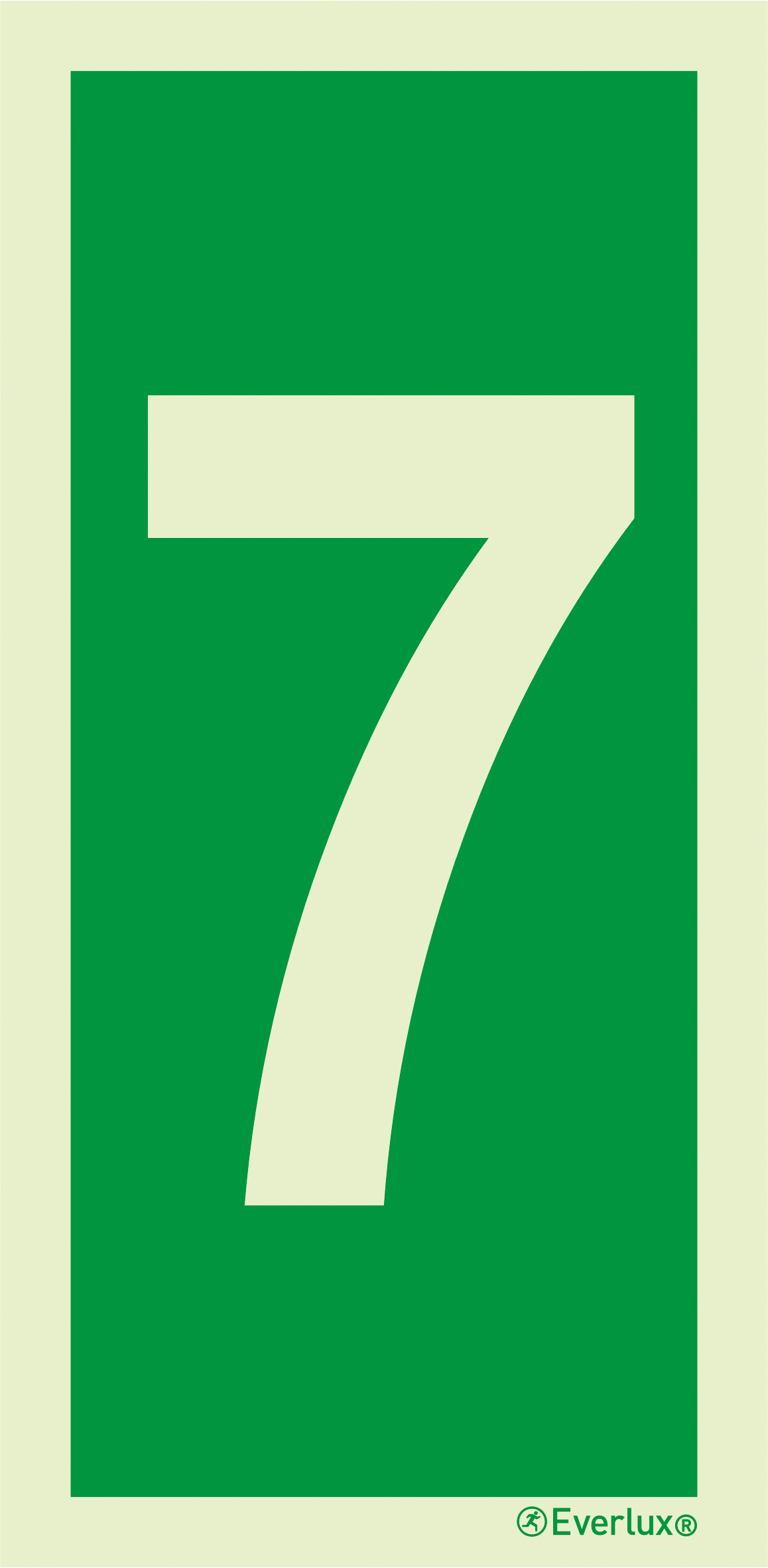 Photoluminescent 1.2mm rigid plastic 75x150mm Number 7 - IMO sign 