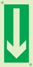 Photoluminescent 1.2mm rigid plastic 75x150mm Directional arrow - IMO sign 