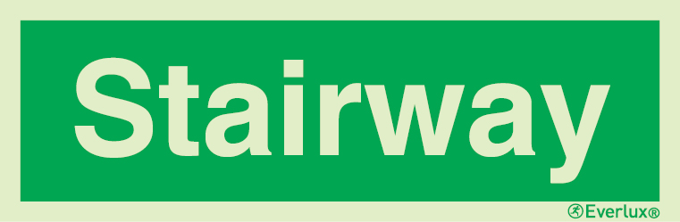 Photoluminescent 1.2mm rigid plastic 600x200mm Stairway identification sign 