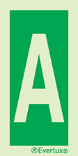Photoluminescent 1.2mm rigid plastic 200x400mm Letter A - IMO sign