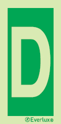 Photoluminescent 1.2mm rigid plastic 150x300mm Letter D - IMO sign