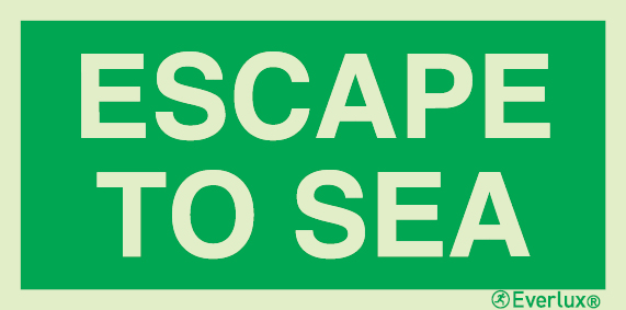 Photoluminescent self-adhesive vinyl 300x150mm Escape to sea - text only sign