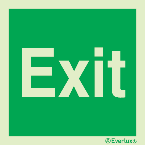 Photoluminescent self-adhesive vinyl 200x200mm Exit - text only sign