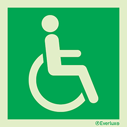 Photoluminescent self-adhesive vinyl 150x150mm Reduced mobility people - escape route sign 