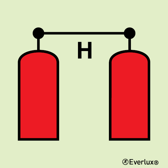 Photoluminescent 1.2mm rigid plastic 150x150mm Halon release station