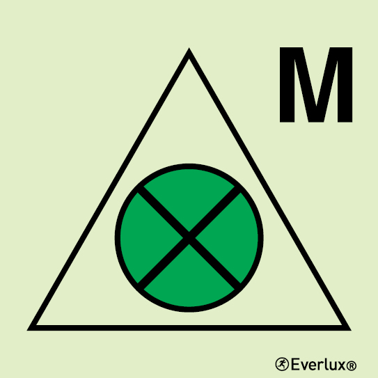 Photoluminescent 1.2mm rigid plastic 150x150mm Ventilation remote control shut-off for machinery spaces 