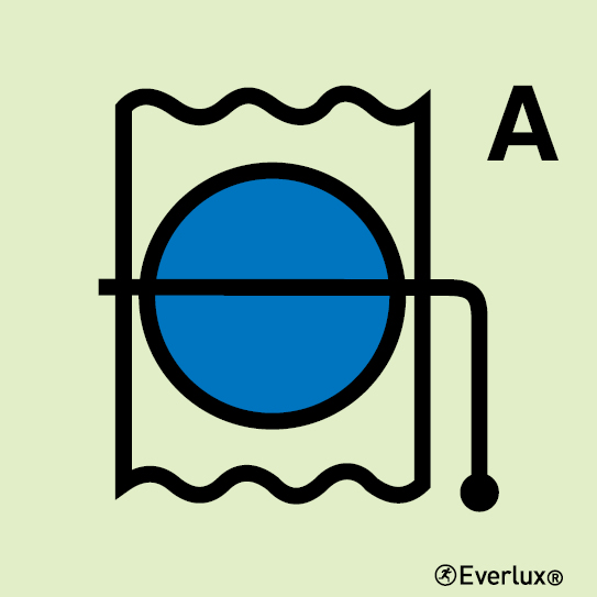 Photoluminescent self-adhesive vinyl 150x150mm Fire damper for accommodation and service spaces
