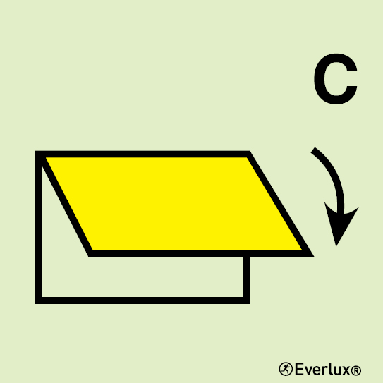 Photoluminescent 1.2mm rigid plastic 150x150mm Closing device for ventilation inlet or outlet for cargo spaces 