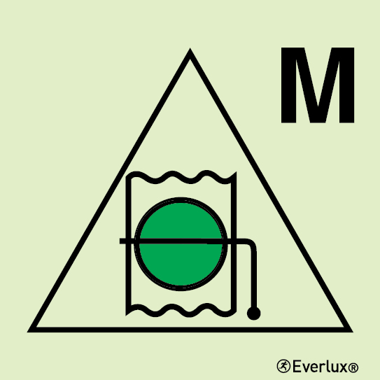 Photoluminescent 1.2mm rigid plastic 200x200mm Remote control for fire damper(s) for machinery spaces 