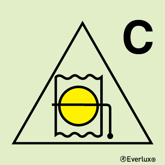 Photoluminescent 1.2mm rigid plastic 150x150mm Remote control for fire damper(s) for cargo spaces