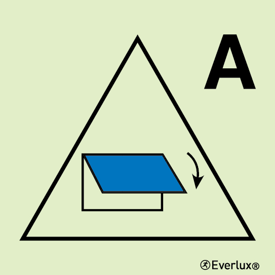 Photoluminescent 1.2mm rigid plastic 150x150mm Remote control for closing device(s) for ventilation inlet or outlet for accommodation and service spaces