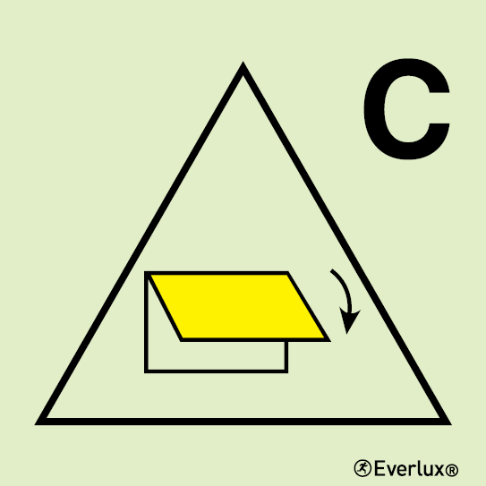 Photoluminescent 1.2mm rigid plastic 150x150mm Remote control for closing device(s) for ventilation inlet and outlet for cargo spaces