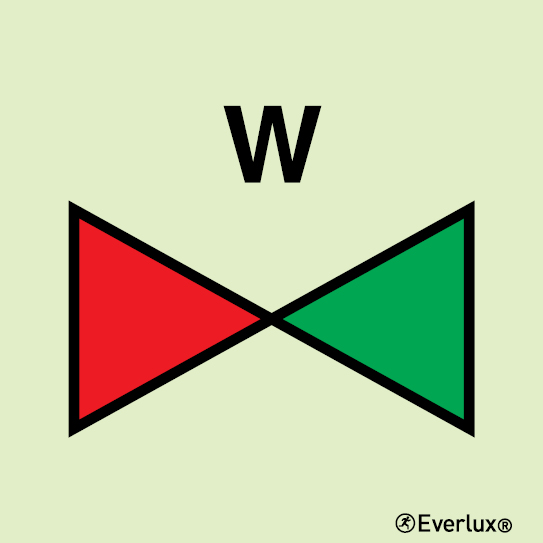 Photoluminescent 1.2mm rigid plastic 150x150mm Fire main section valve