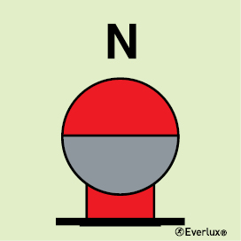 Photoluminescent 1.2mm rigid plastic 200x200mm Nitrogen fixed fire-extinguishing bottle, placed in protected area