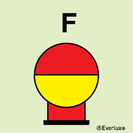 Photoluminescent 1.2mm rigid plastic 200x200mm Foam fixed fire-extinguishing bottle, placed in protected area 