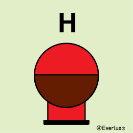 Photoluminescent 1.2mm rigid plastic 150x150mm Gas fixed fire-extinguishing bottle, placed in protected area 