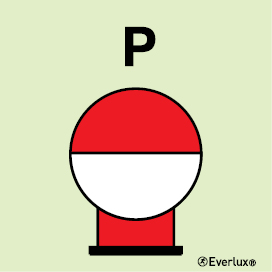 Photoluminescent self-adhesive vinyl 200x200mm Powder fixed fire-extinguishing bottle, placed in protected area 