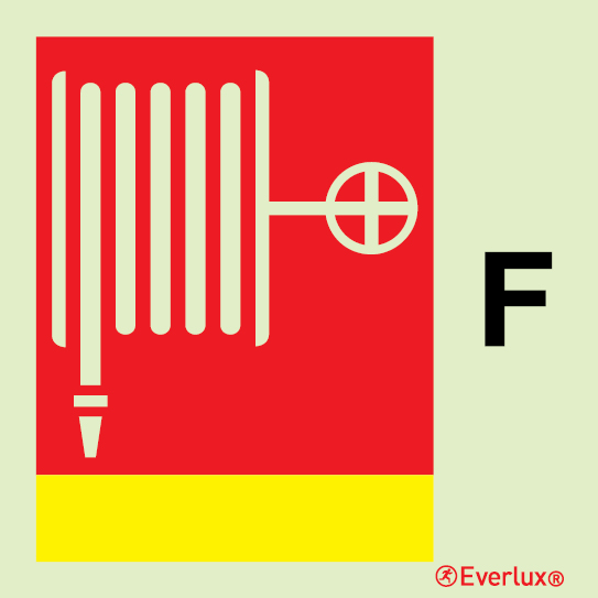 Photoluminescent self-adhesive vinyl 150x150mm Foam fire hose and nozzle