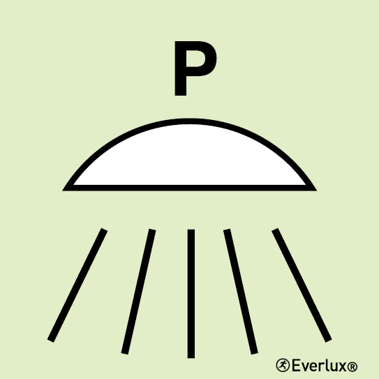 Photoluminescent self-adhesive vinyl 150x150mm Spaces or group of spaces protected by powder fire-extinguishing system