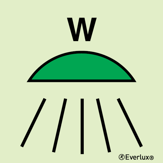 Photoluminescent self-adhesive vinyl 200x200mm Spaces or group of spaces protected by water fire-extinguishing system 