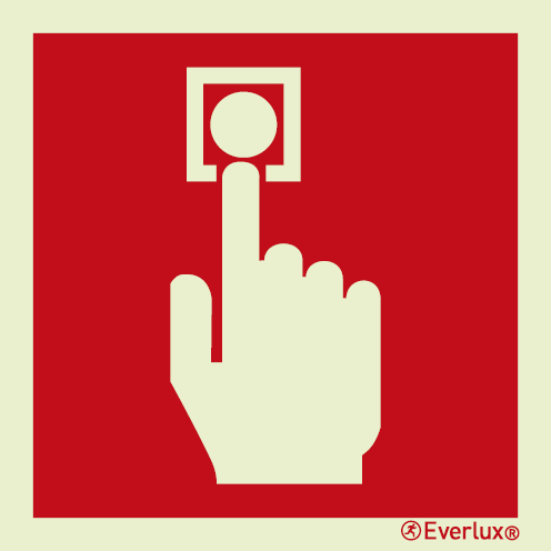 Photoluminescent 1.2mm rigid plastic 150x150mm Manually operated call point 