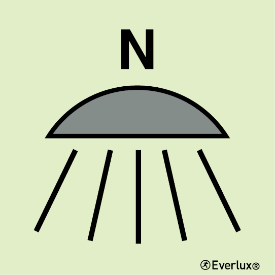 Photoluminescent 1.2mm rigid plastic 200x200mm Space or group of spaces protected by Nitrogen fire-extinguinshing system sign 