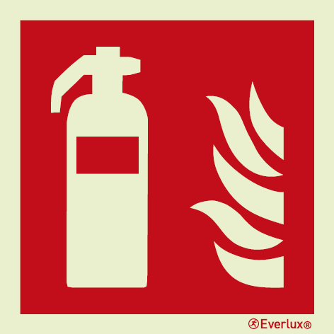 Photoluminescent self-adhesive vinyl 600x600mm Fire extinguisher sign