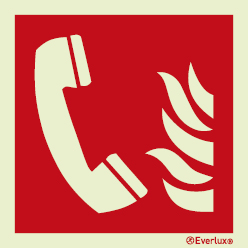 Photoluminescent 1.2mm rigid plastic 300x300mm Fire emergency telephone sign