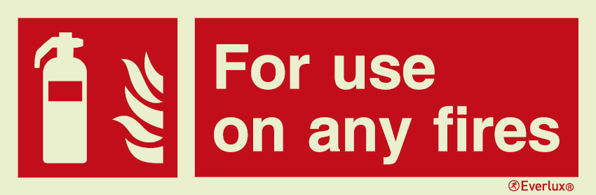 Photoluminescent self-adhesive vinyl 300x100mm For use on any fires fire extinguisher sign