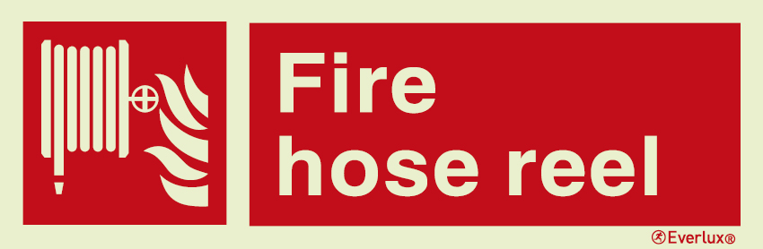 Photoluminescent self-adhesive vinyl 400x120mm Fire hose reel sign