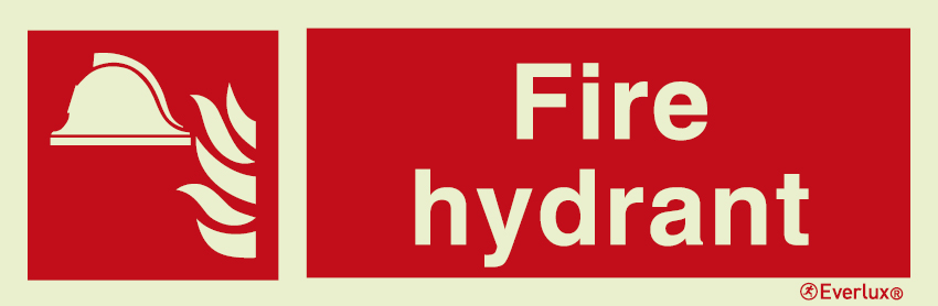 Photoluminescent self-adhesive vinyl 400x120mm Fire hydrant sign