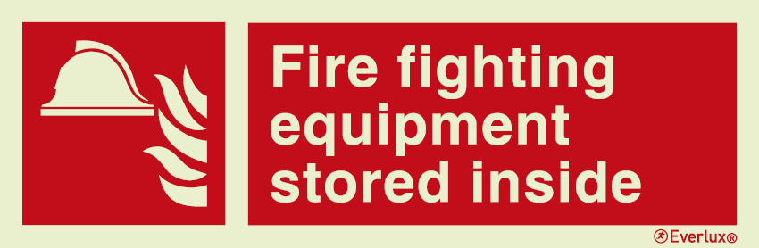 Photoluminescent 1.2mm rigid plastic 400x120mm Fire fighting equipment stored inside sign